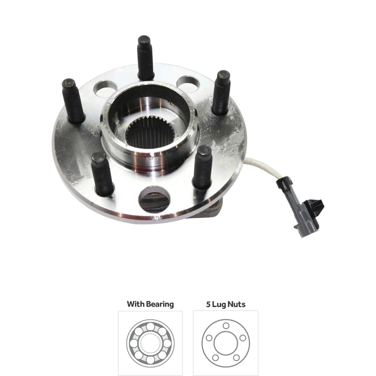 Wheel Hub Bearing Assembly Kit with Tie Rod Ends, Set of 6, Direct Fit Replacement for Buick LeSabre 2001-2005; 5-lug ABS