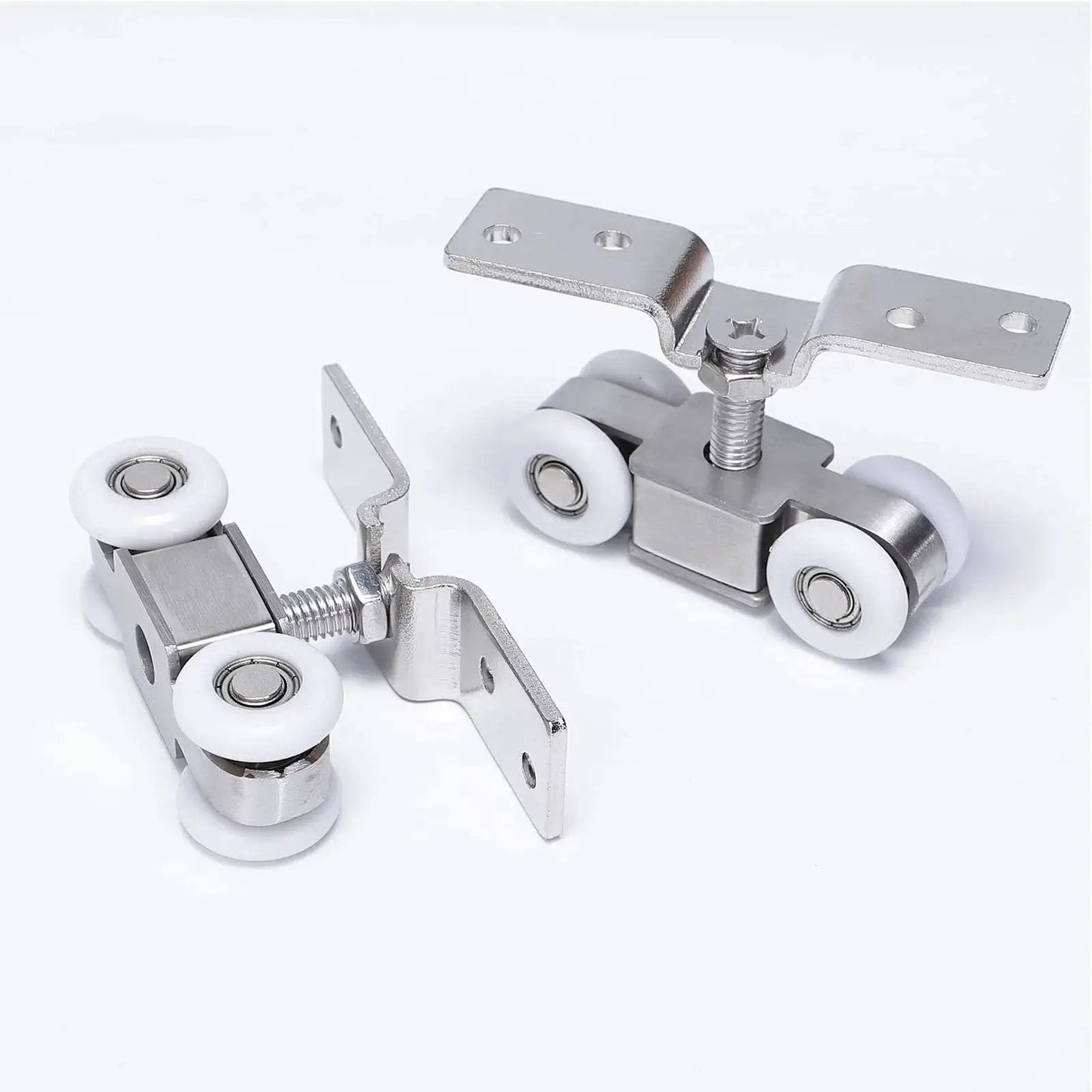 Four Wheel Stainless Steel Hanging Wheel Kit For Sliding Doors In Halls And Kitchen Cabinets Wardrobe Two Pack displayed