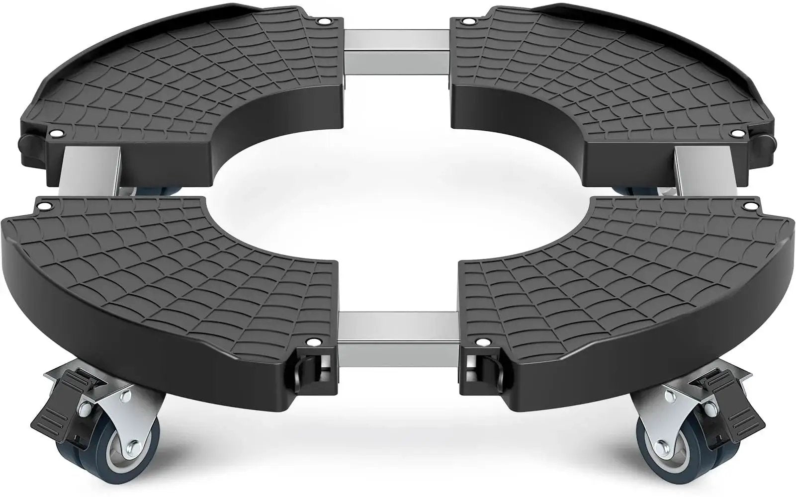 Lockable Wheel Plant Caddy Heavy Duty 450 Pounds Capacity With 15 To 22 Inch Adjustable Plant Stand Rolling Base Black