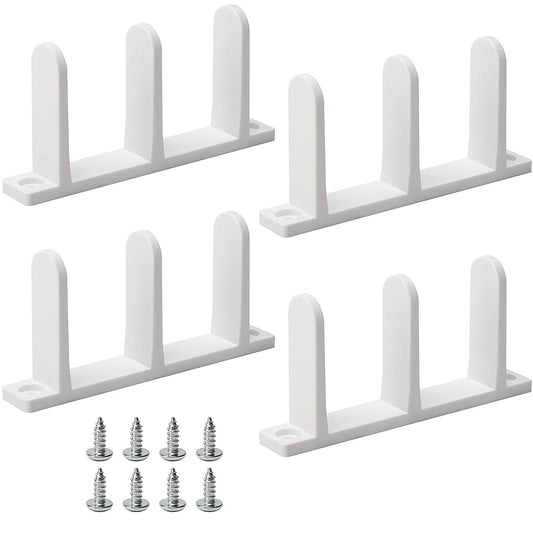 4 Pack Universal Sliding Door Bottom Guide In White ABS Floor Track For One And Three Eighths Inch Thick Closet And Cabinet Doors Includes Mounting Screws And Side Support To Keep Doors Centered And Sliding Smoothly