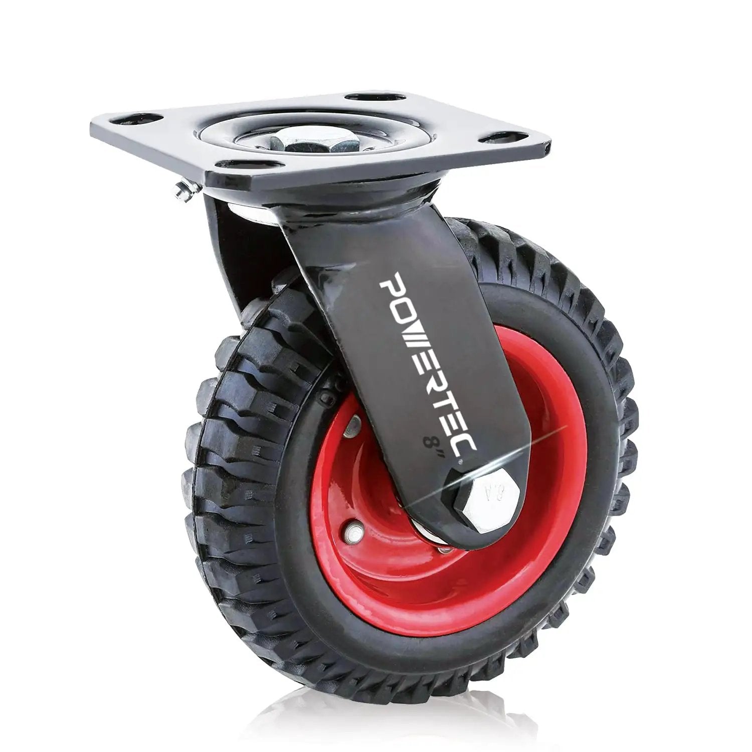 8 Inch Caster Wheels Heavy Duty Swivel Plate Casters With Rubber Knobby Tread For Workbenches Dolly Carts Trolleys Wagons Toolboxes
