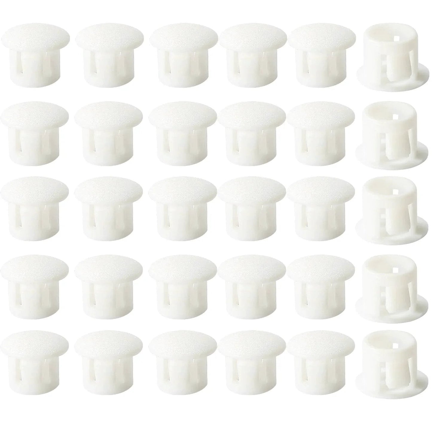 30 Pack 8mm White Plastic Hole Plugs With Snap In Locking End Caps For Furniture Fencing Posts And Pipes Durable Nylon Construction