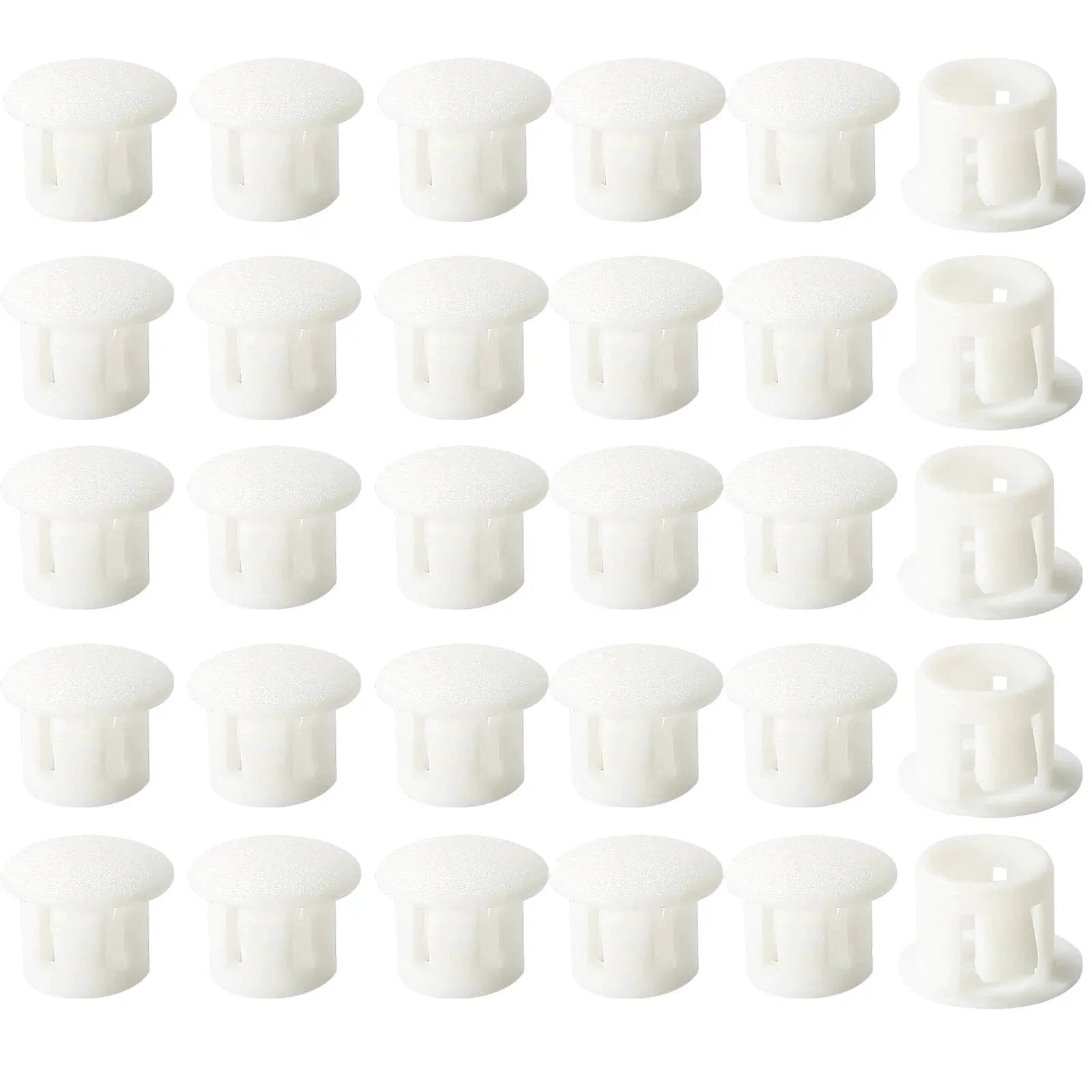 30 Pack 8mm White Plastic Hole Plugs With Snap In Locking End Caps For Furniture Fencing Posts And Pipes Durable Nylon Construction