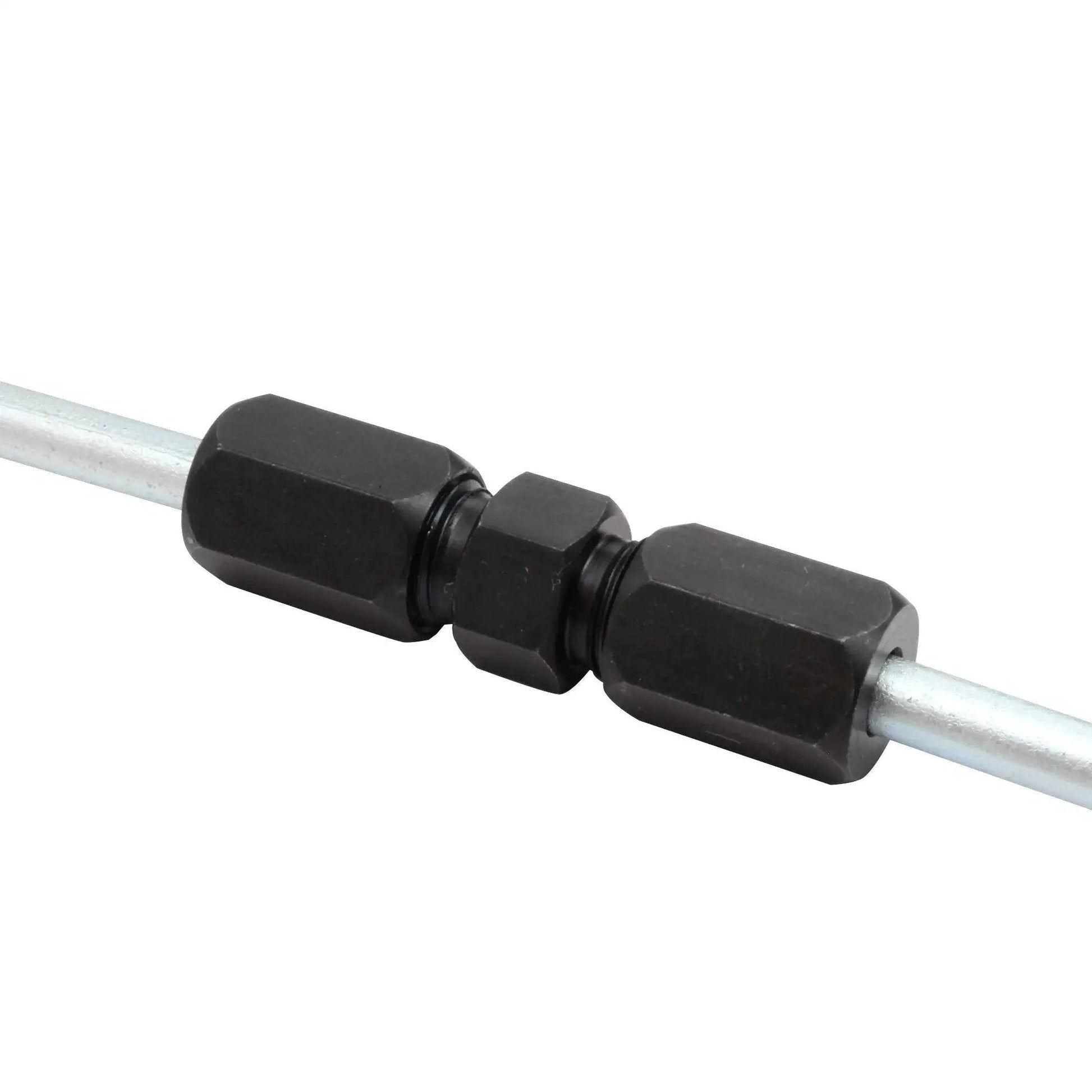 Heavy-Duty 3/8 Inch High-Pressure Compression Union For Tube Repair By 4LifetimeLines Black Oxide Coated Steel Leak-Tight Connector Up To 5000 PSI