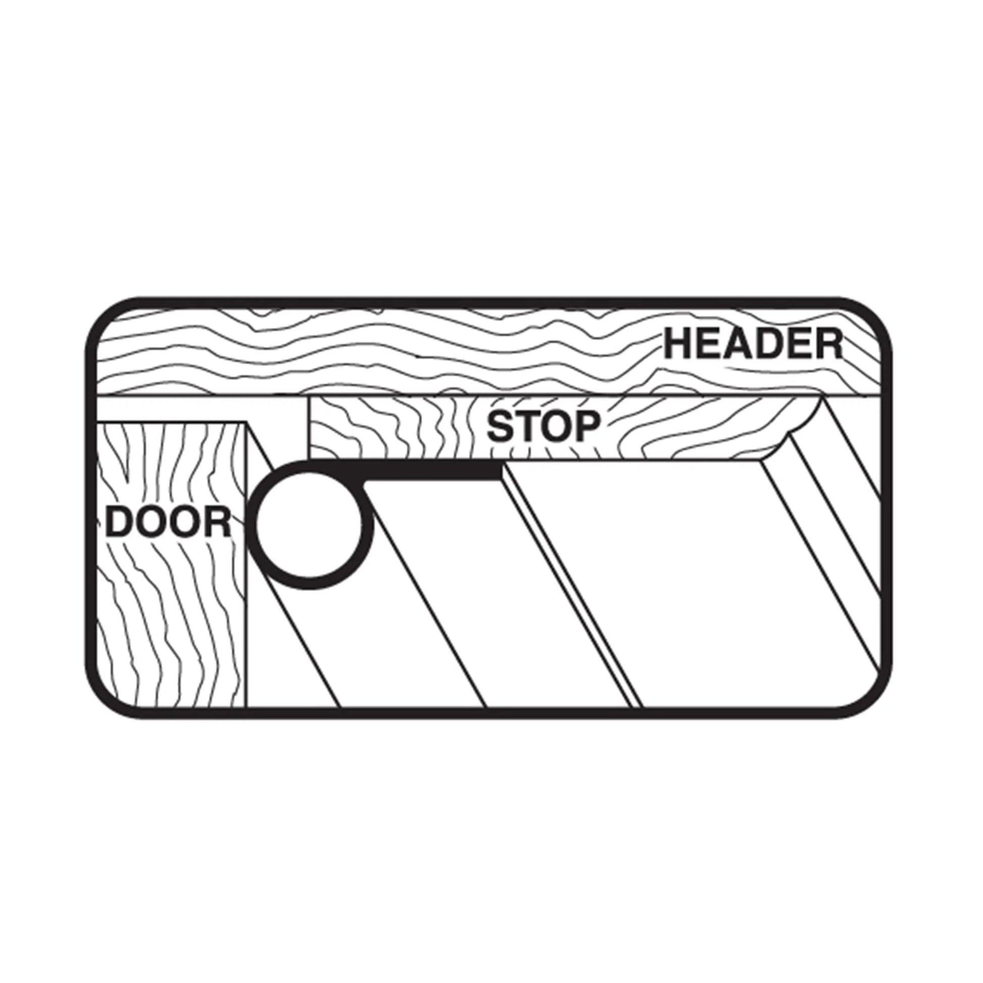 Cross-section diagram of White Vinyl Gasket Weatherseal for Doors and Windows Seventeen Foot Long One Half Inch Wide.