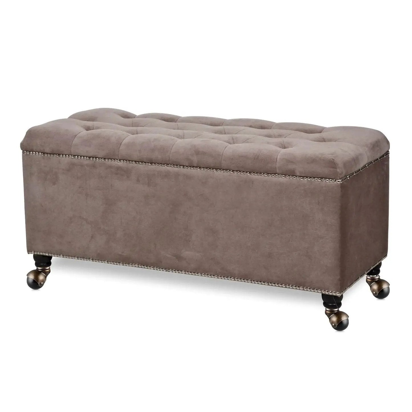 Ottoman with 2 Inch Ball Caster With Grip Neck Stem And Brake Sockets For Furniture Set Of Four Vintage Swivel Caster Wheels shown installed