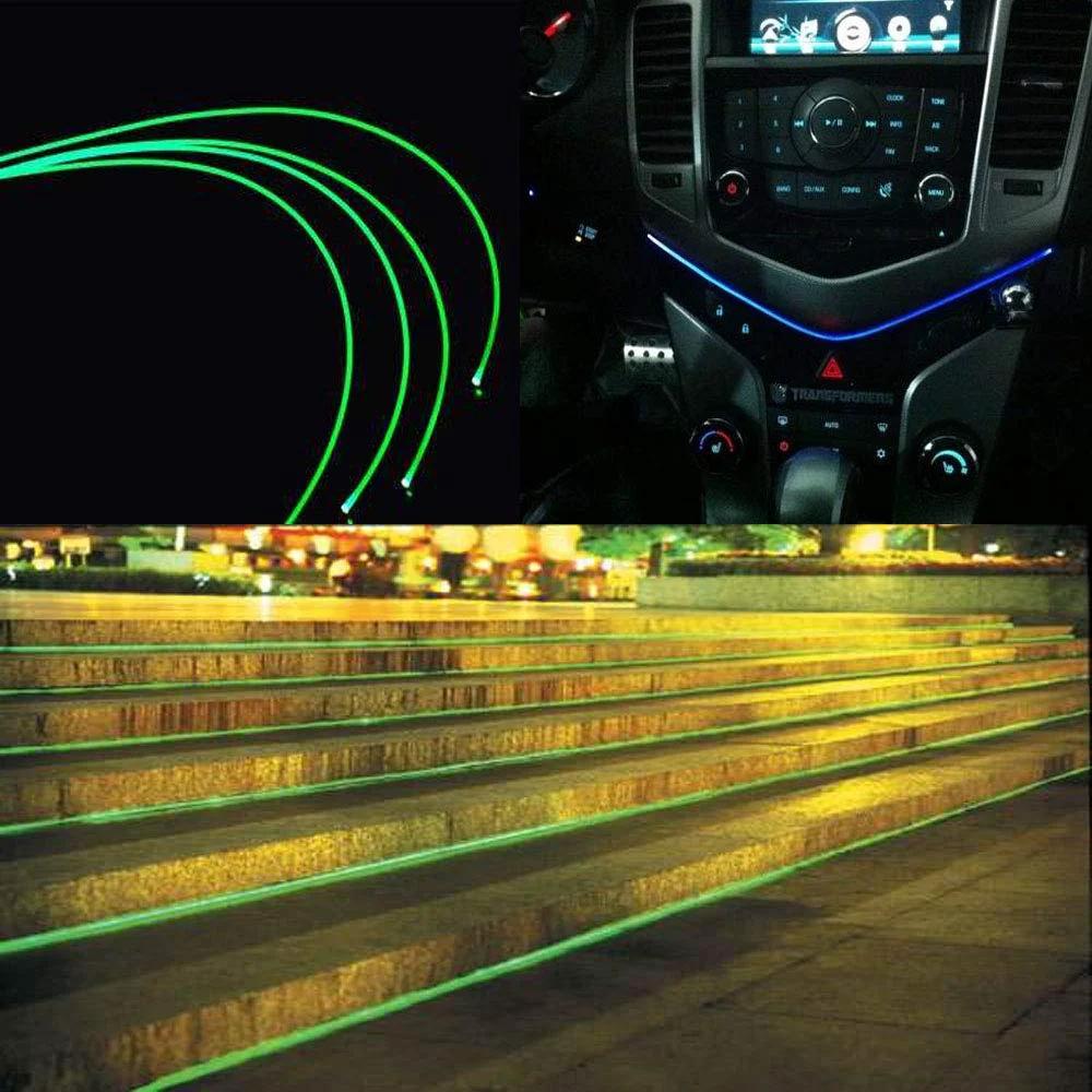 AKEPO Ф0.06in(1.5mm)*16.4ft(5m) PMMA Plastic Side Glow Cable for Optical Fiber Light glowing in car interior and on outdoor steps.