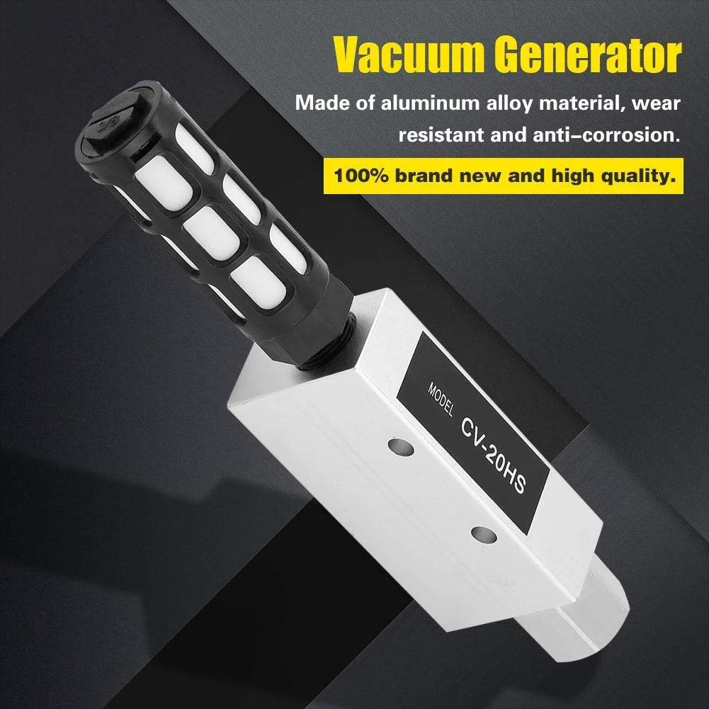 CV-20HS Vacuum Generator Pneumatic Exhaust Air Ejector With Silencer Aluminum Alloy Build