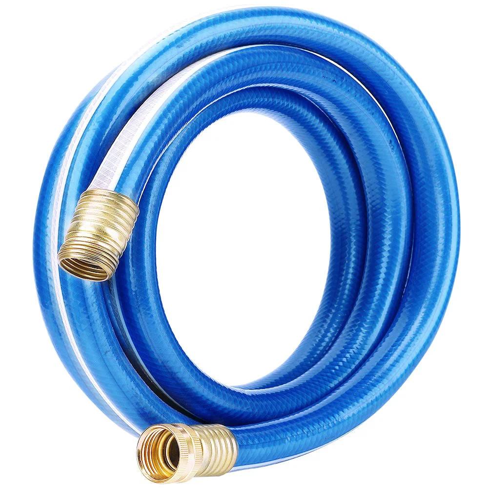 Three Quarters Inch Fifteen Foot No Kink Garden Hose, Flexible Lightweight PVC Water Hose With Brass And Aluminum Fittings