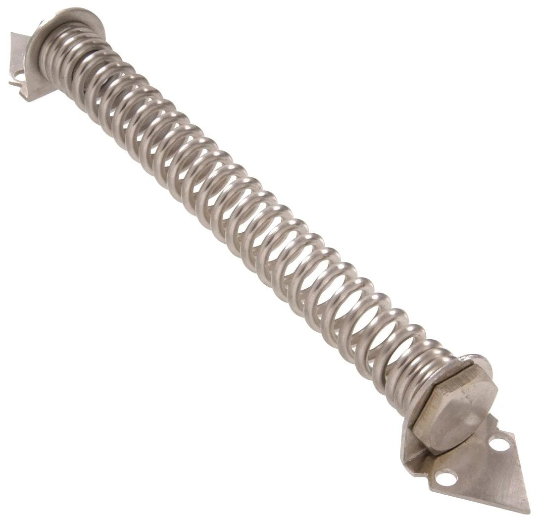 Stainless Steel Self Closing Gate Spring With Adjustable Tension 12 Inch Durable Gate Hardware For Exterior Fences, close-up view