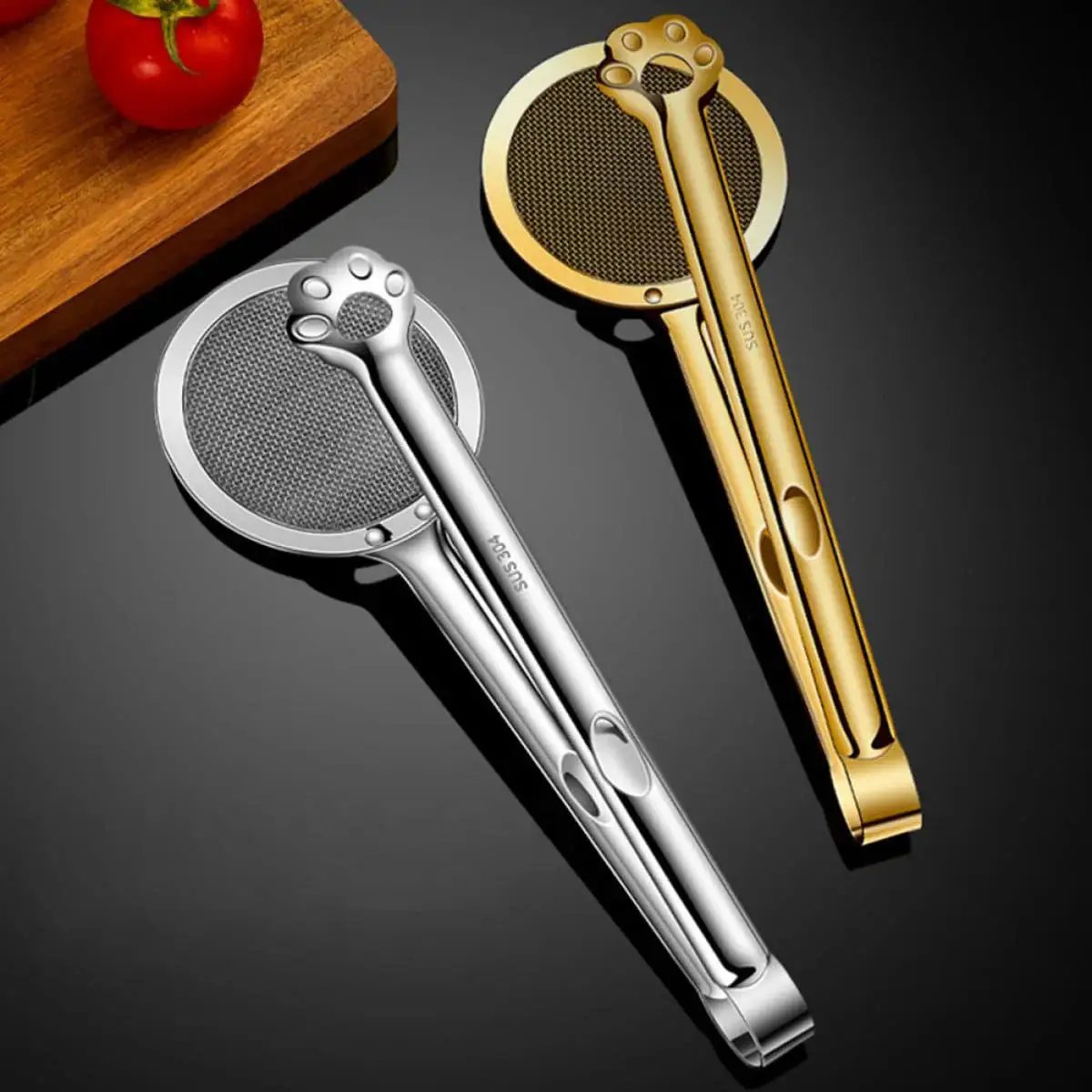 Stainless Steel Oil Strainer Spoon And Frying Oil Filter Clamp With 304 Claw Design For Kitchen Colander And Strainer