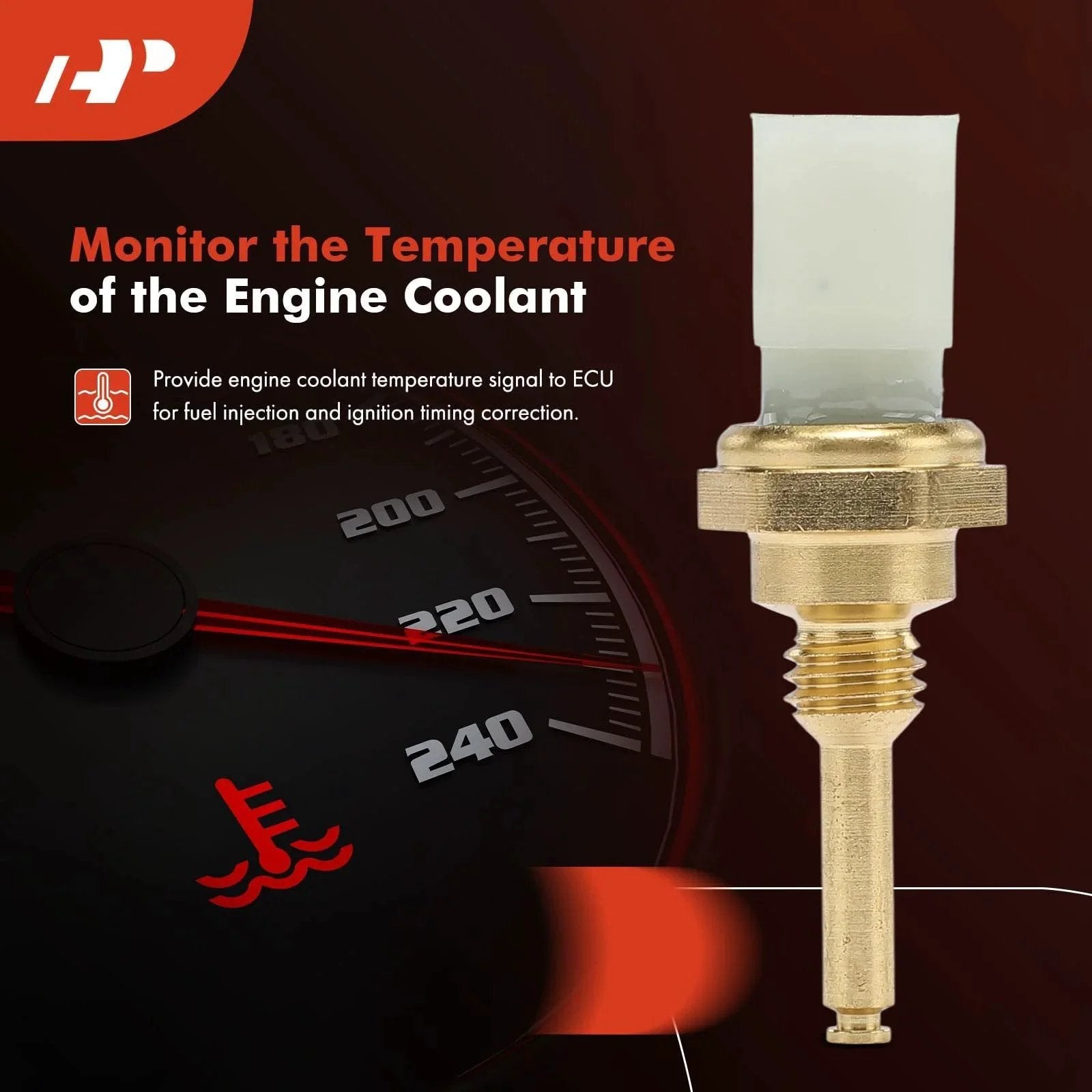Engine Coolant Temperature Sensor 2-Pin For Ford And Lincoln Vehicles with gauge, fits various models