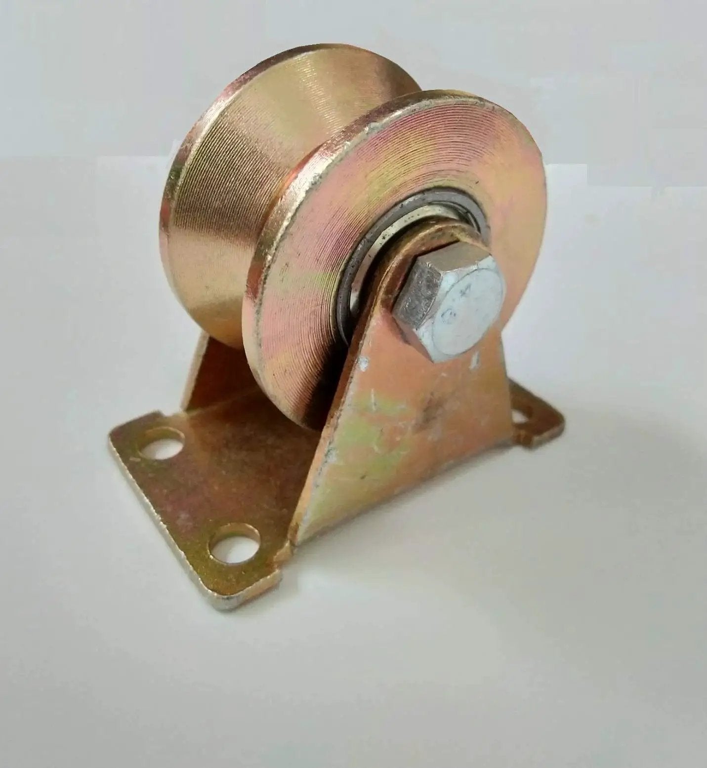 Heavy Duty V Groove Rigid Caster Wheel 49mm Diameter 2 Inch Plate Caster With 300kg Capacity Made From 45 Steel Yellow Finish
