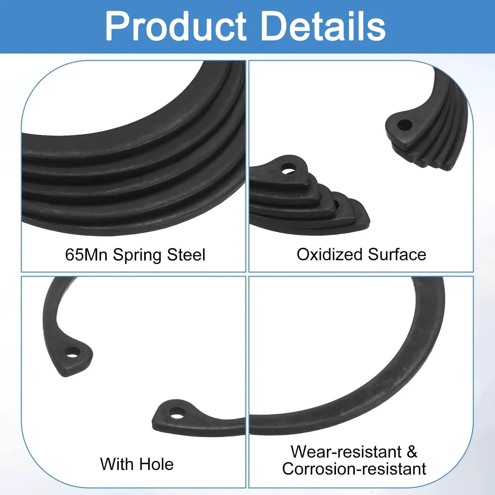 Built To Last Heavy Duty 1 Inch Internal Retaining Ring Circlip Set Of 20 For Grooved Shafts And Studs 65Mn Spring Steel Black