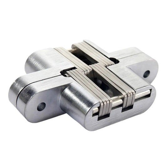 180 Degree Concealed Hinge For Folding Doors And Screens Beefy Heavy Duty Hidden Door Hardware With Zinc Alloy Body And Stainless Steel Bearings Number 2 Hinge Ideal For Glass Doors And Invisible Panels, side view.
