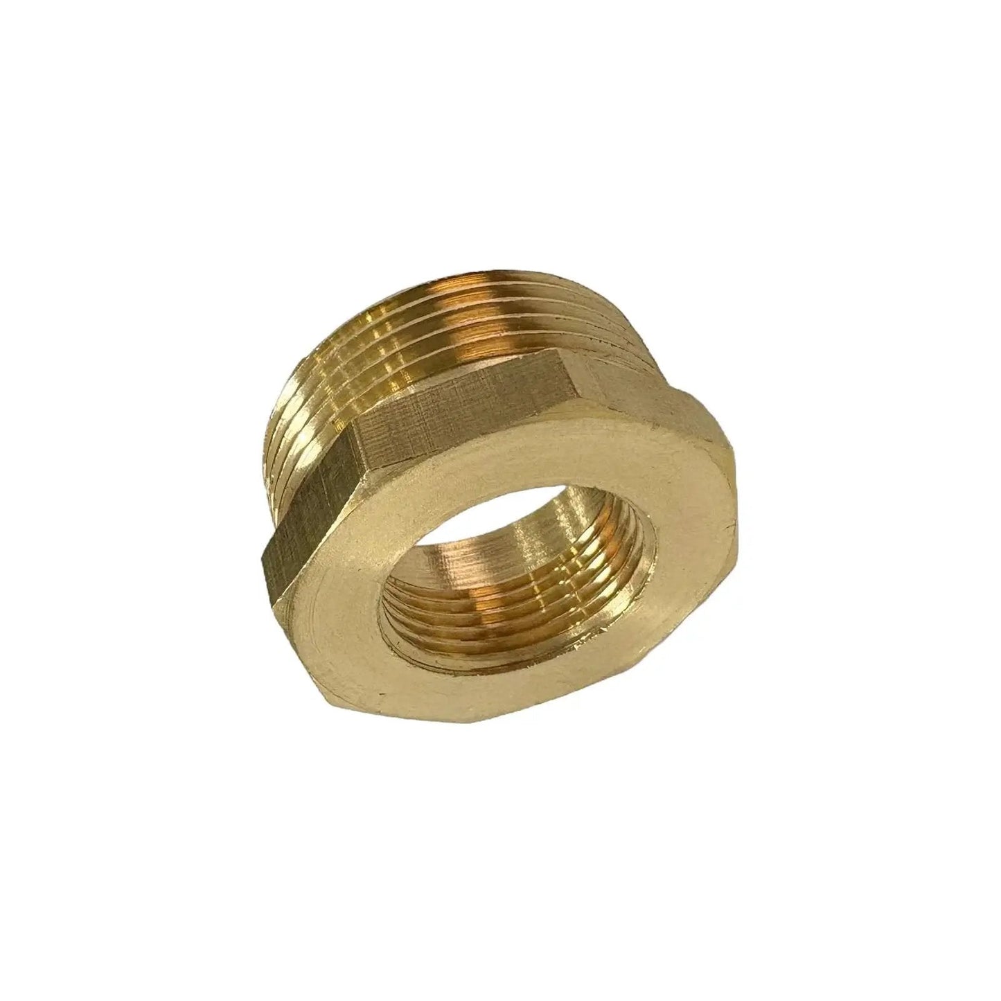 Brass Reducer Hex Bushing 1-1/4 Inch Male NPT To 3/4 Inch Female NPT Threaded Pipe Fitting, durable brass, corrosion and heat resistant.