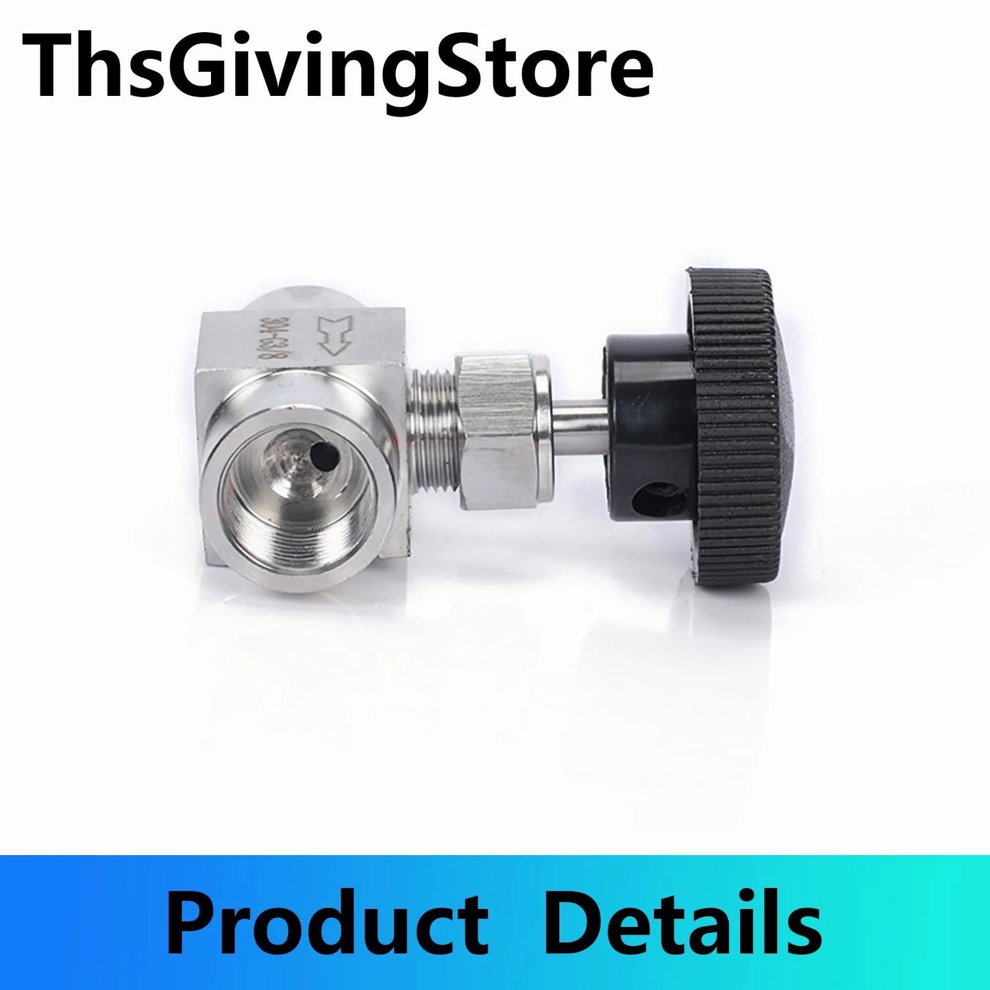 Stainless Steel 304 G Female Needle Valve With Flow Control for water gas oil, showing front side, 1/8 inch thread, ferrule design.