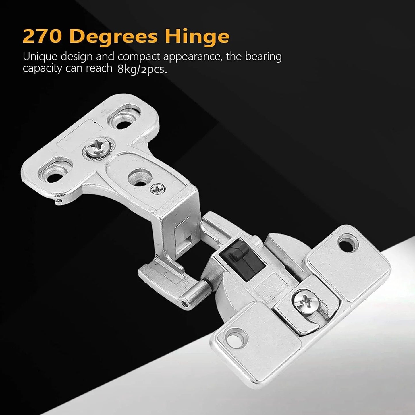 270 Degree Zinc Alloy Full Open Folding Cabinet Wardrobe Hinge, nickel-plated, showing durable design for furniture