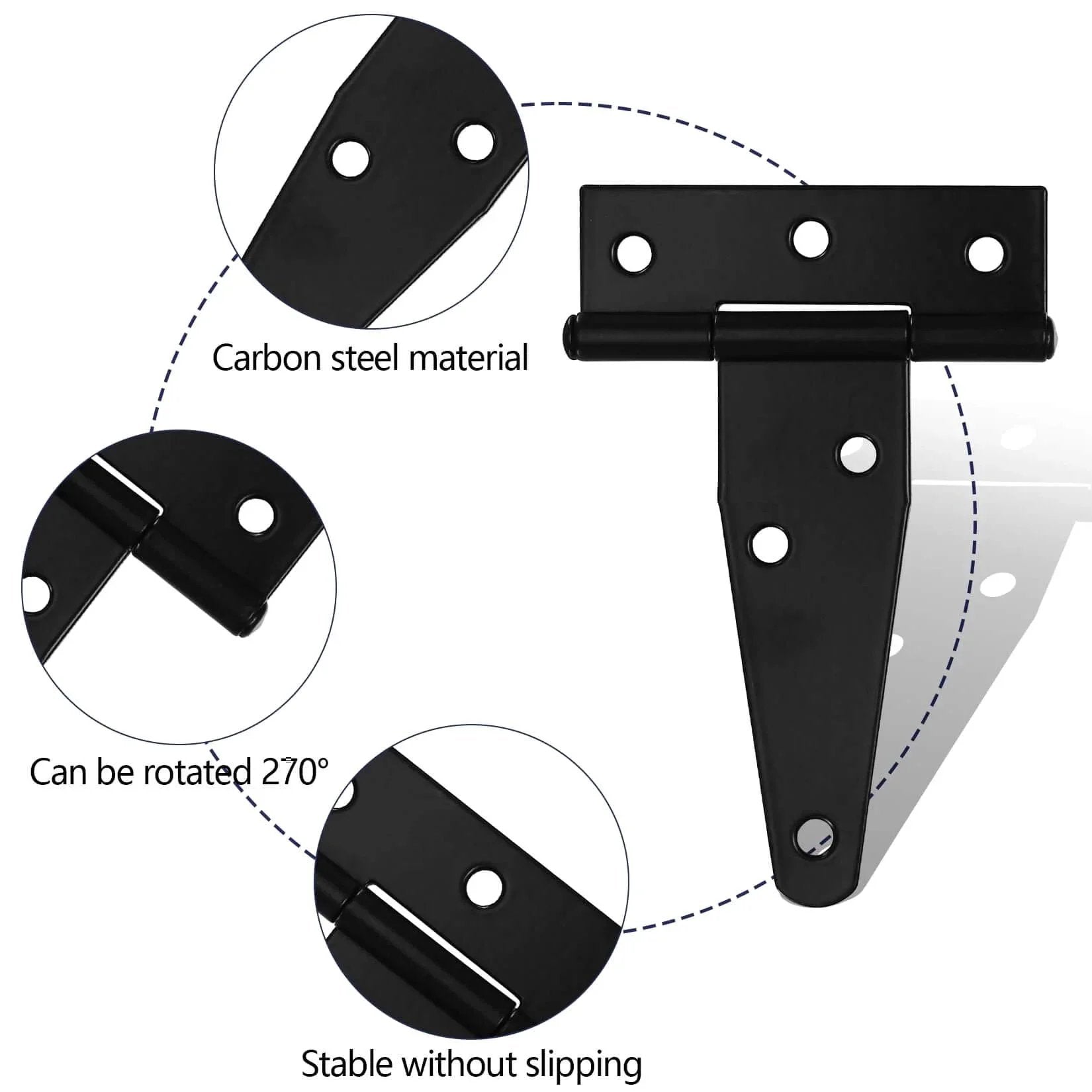 Heavy Duty T Strap Gate Hinges For Outdoor Doors Fences Barns And Sheds Black 12 Pack 3 Inch Durable Iron Hinges Galvanized Diagram