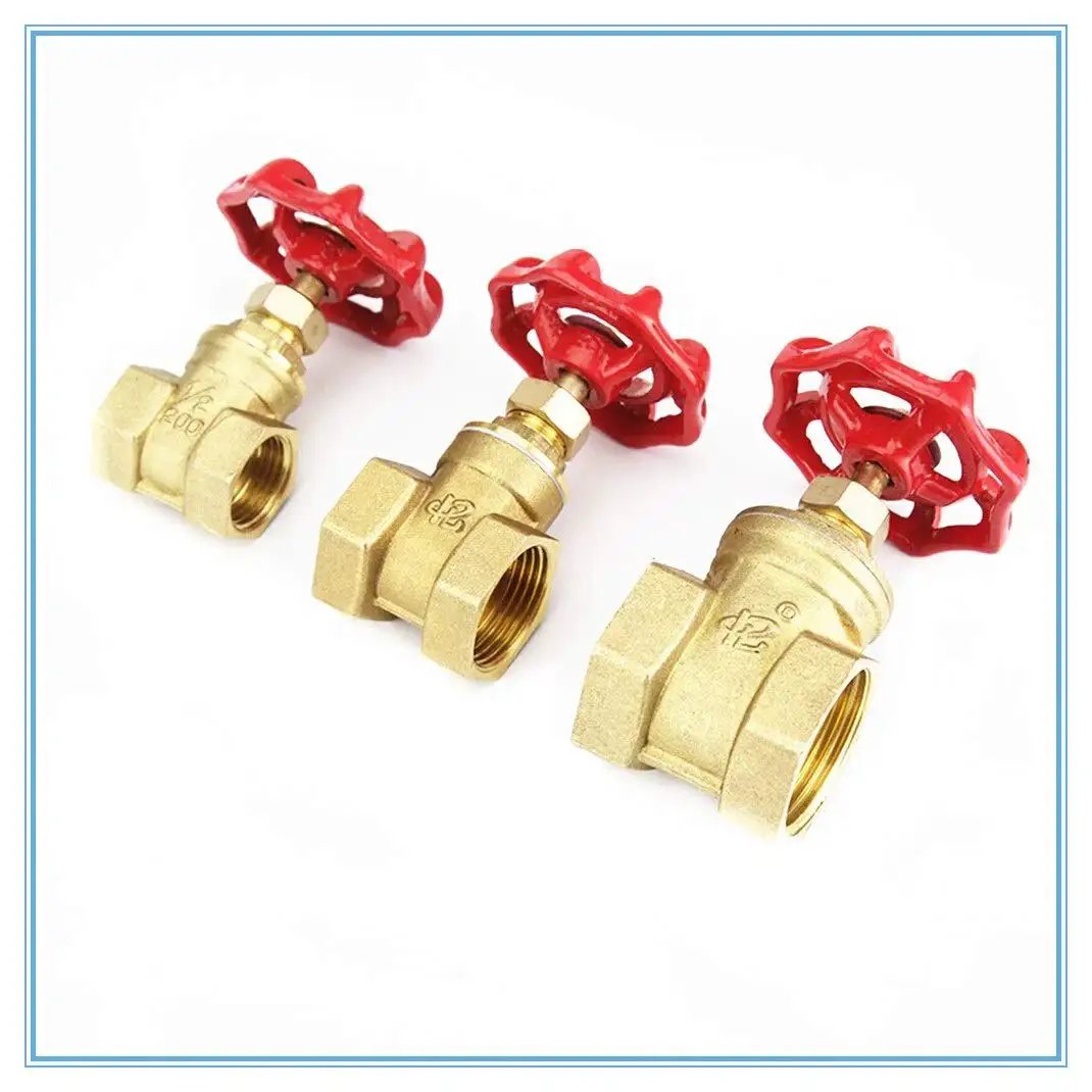 Hot And Cold Water Ball Valve With Copper Gate Design Internal Thread Water Stop in various sizes, red handles, durable copper construction.