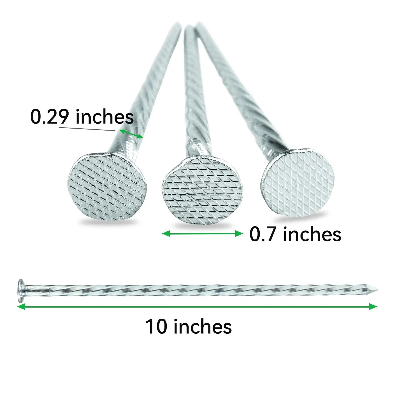 Heavy Duty 50 Pack Galvanized Landscape Stakes 10 Inch Spiral Spikes with 0.7 Inch Top for Paver Edging and Weed Barrier