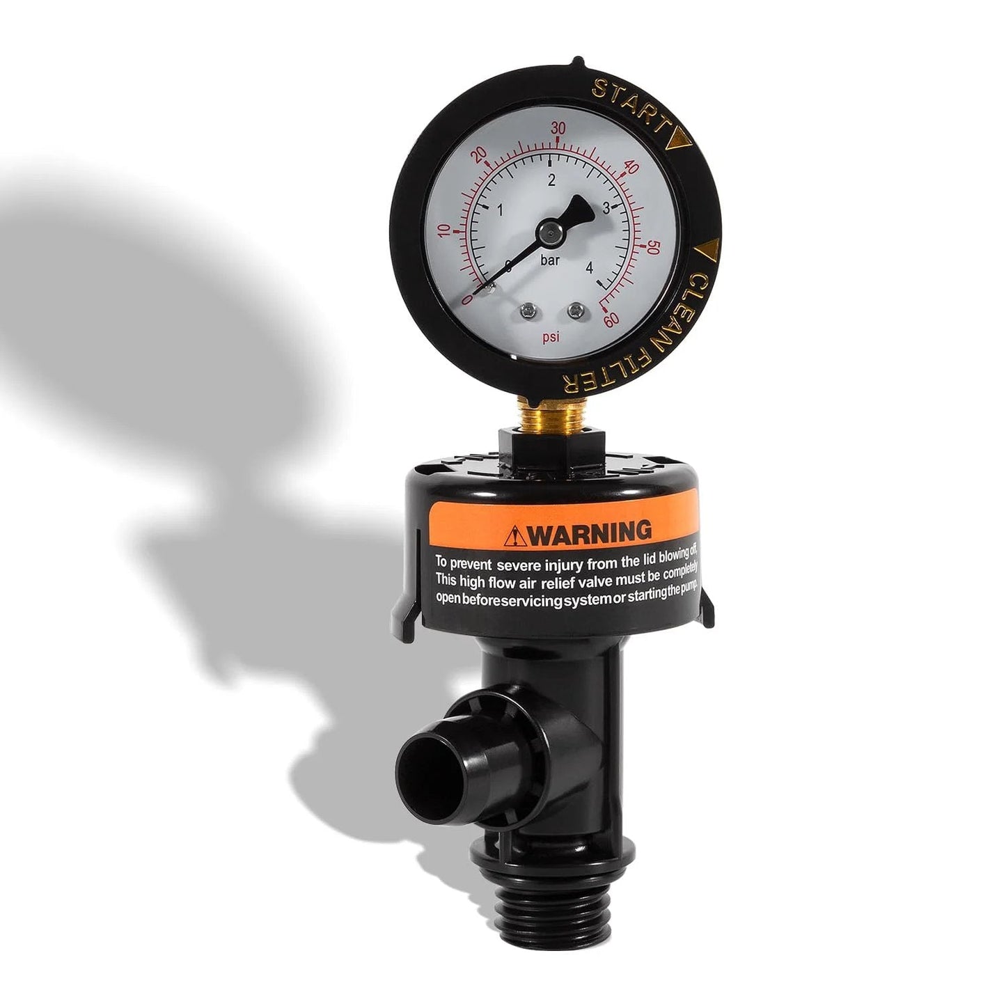 High Flow Manual Relief Valve With Air Relief And Pressure Gauge For Pool And Spa Filters Replacement For Warrior EasyClean Aboveground Clean And Clear FNS Series SMBW 2000 4000 Pro Grade Gear 1 Pack 98209800