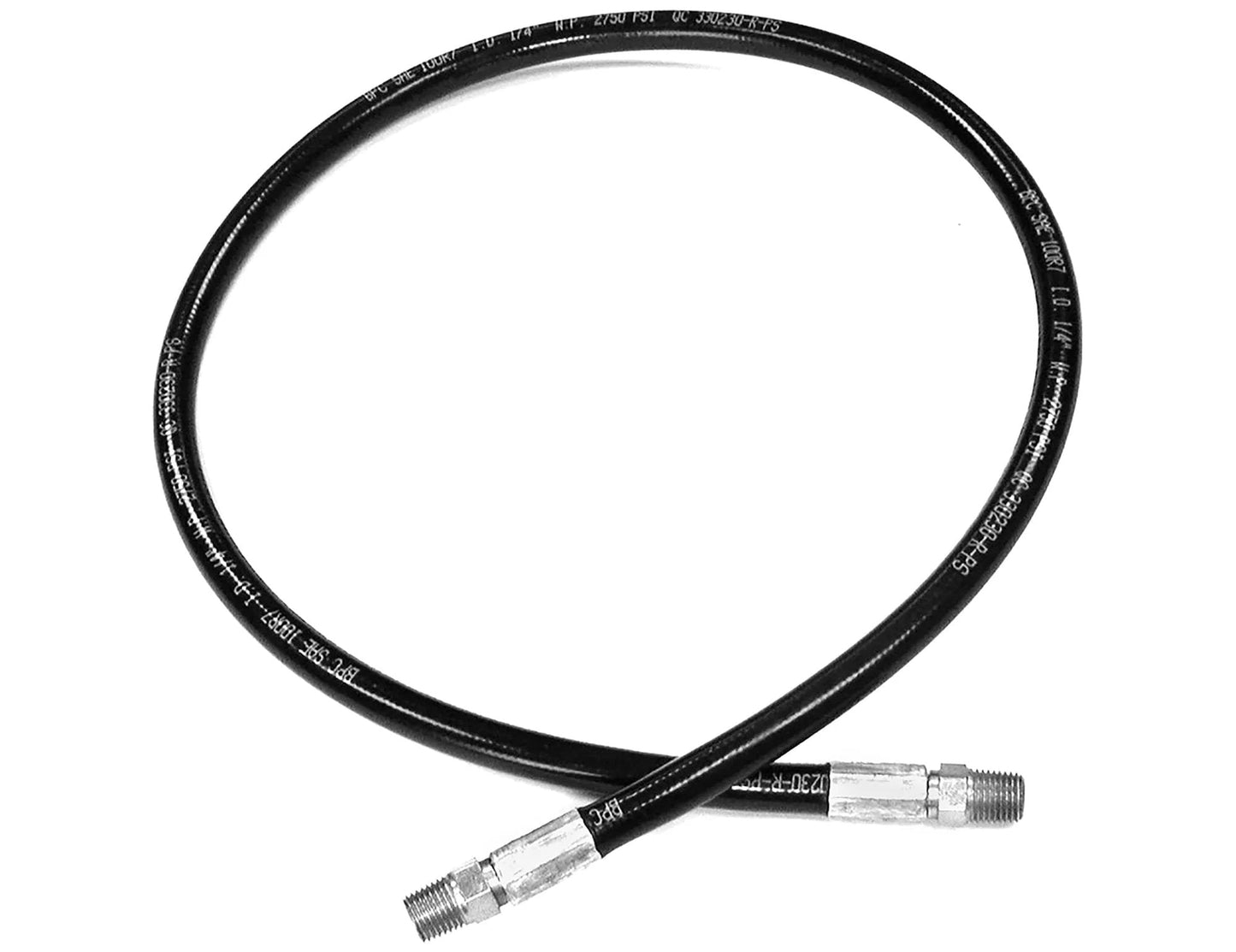 Beefed Up High Pressure Hose For Trucks And Hydraulics 38 Inch Length One Quarter Inch Inner Diameter Replacement For Western 55020 Buyers Products 1304225, coiled view