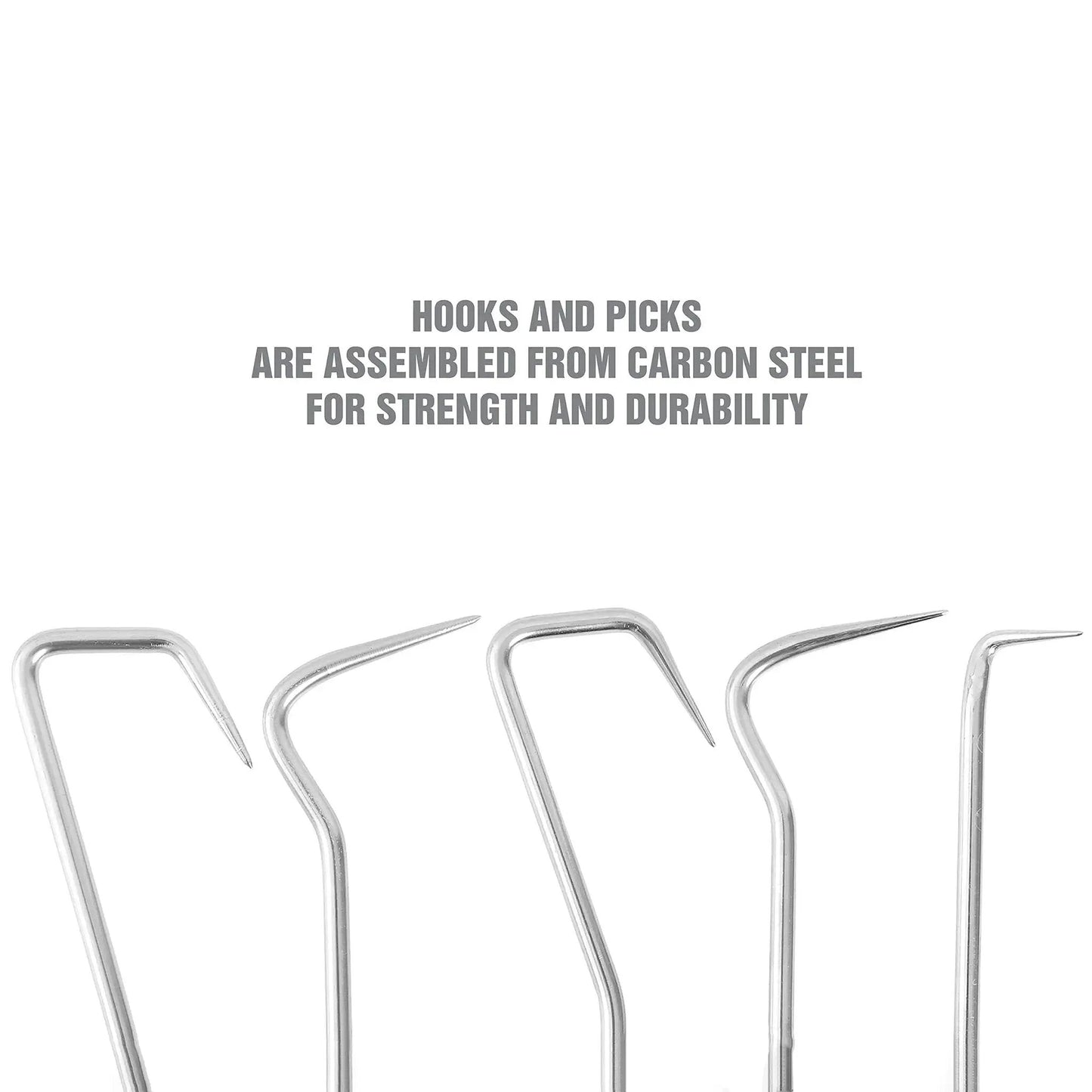 5 Piece Hose Removal Set For Radiator And Coolant Lines With Cotter Pin Tool showing carbon steel hooks and picks