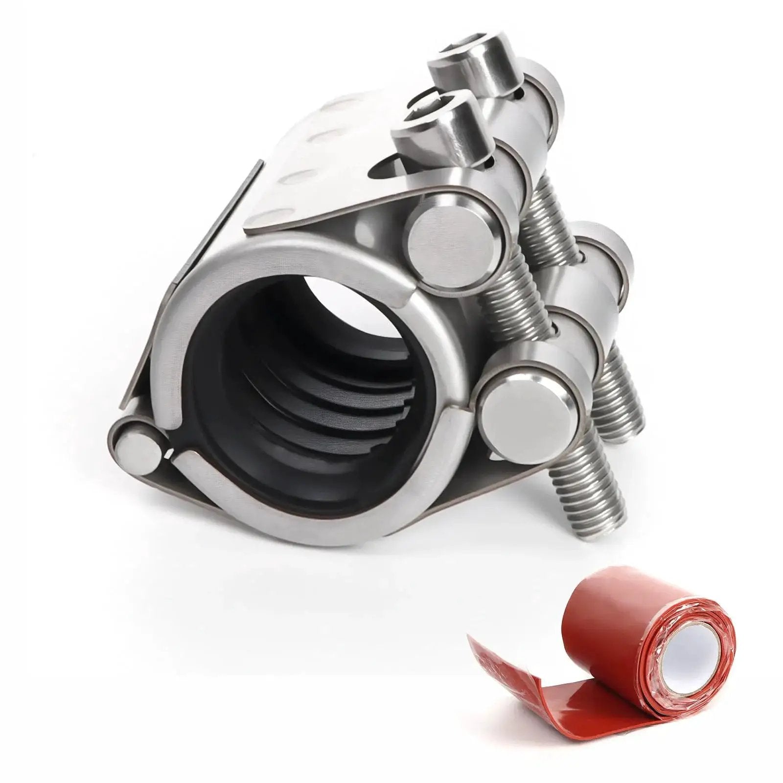Upgraded Pipe Repair Clamp With M1 Self Adhesive Leak Sealing Tape Delivers Airtight Instant Bond For Plastic And Metal Pipes In A Durable 304