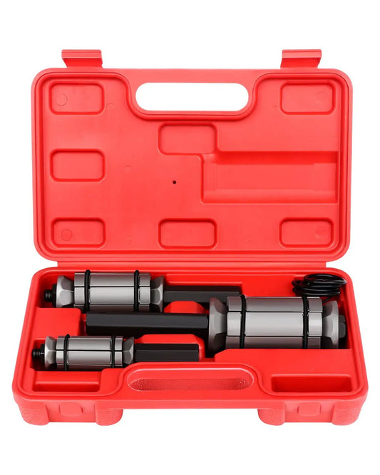 3-Piece Pipe Expander Tool Set 1/8 To 3-1/2 Inch Capacity Tail Pipe Expander And Muffler Spreader in red carrying case