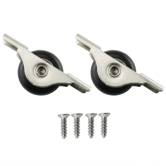 2 Pcs Nylon Wheel Sliding Door Roller 29mm Diameter With Stainless Steel Shell And Screws Black Window Weight Pulley For Doors Cabinets And Windows Durable Single Wheel Pulley For Sliding Panels Easy Glide And Long Lasting Performance shown with screws