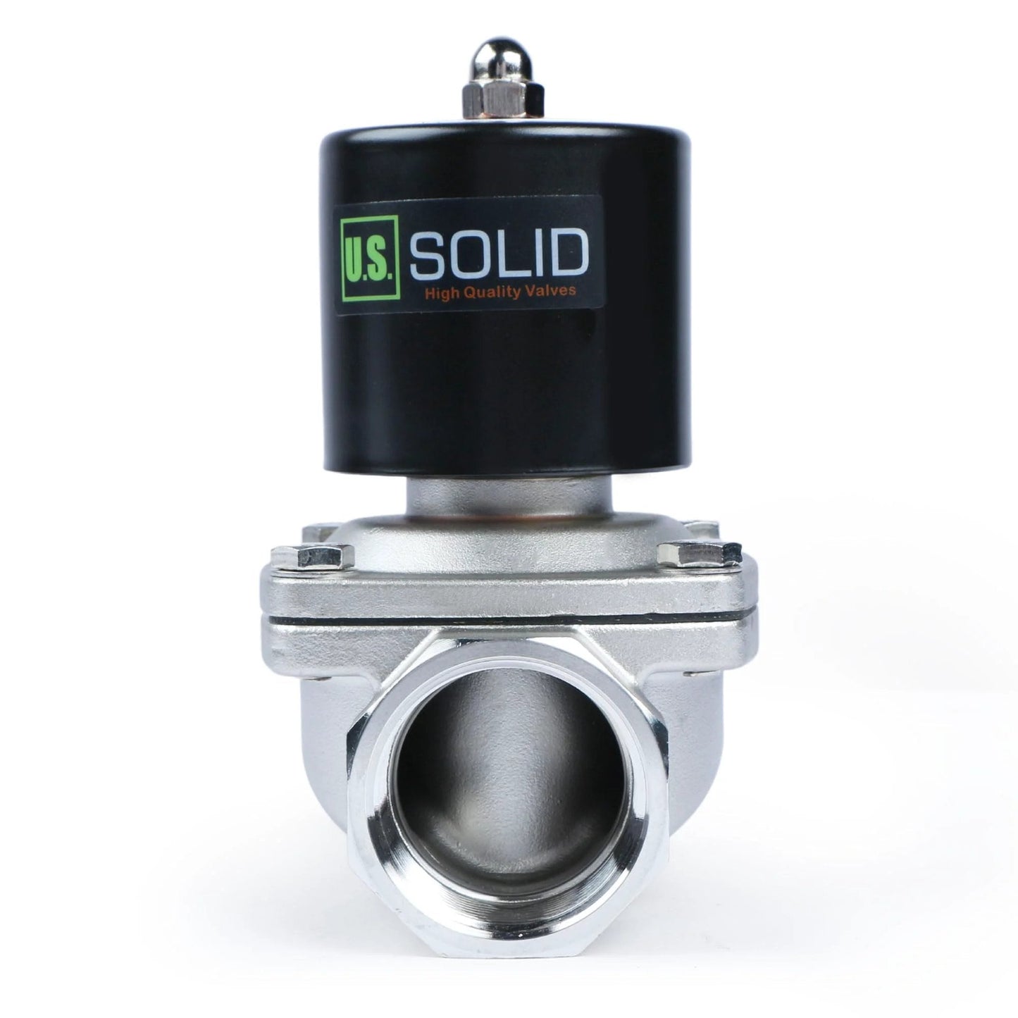 Stainless Steel One And One Half Inch 12V DC Solenoid Valve With Viton Seal Normally Closed Fast Actuation Under 1 Second For Gasoline Diesel Oils And Lubricants Durable Electric Valve For Industrial Equipment And Fluid Control
