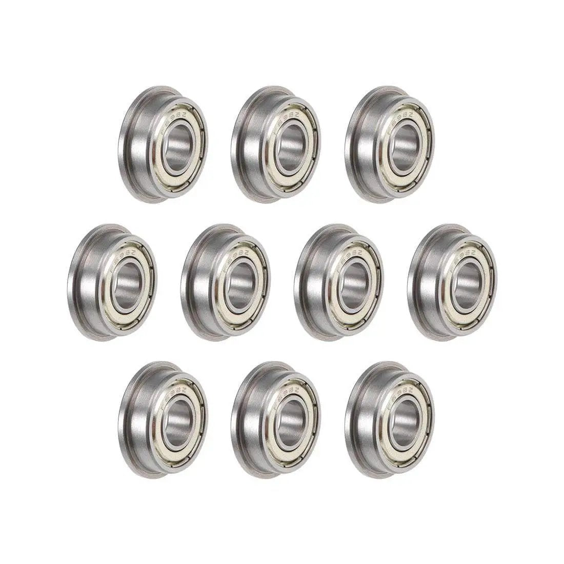 Flanged double-shielded deep groove ball bearings F698ZZ 8x19x6 mm flange 22mm chrome steel ABEC1 pack of 10