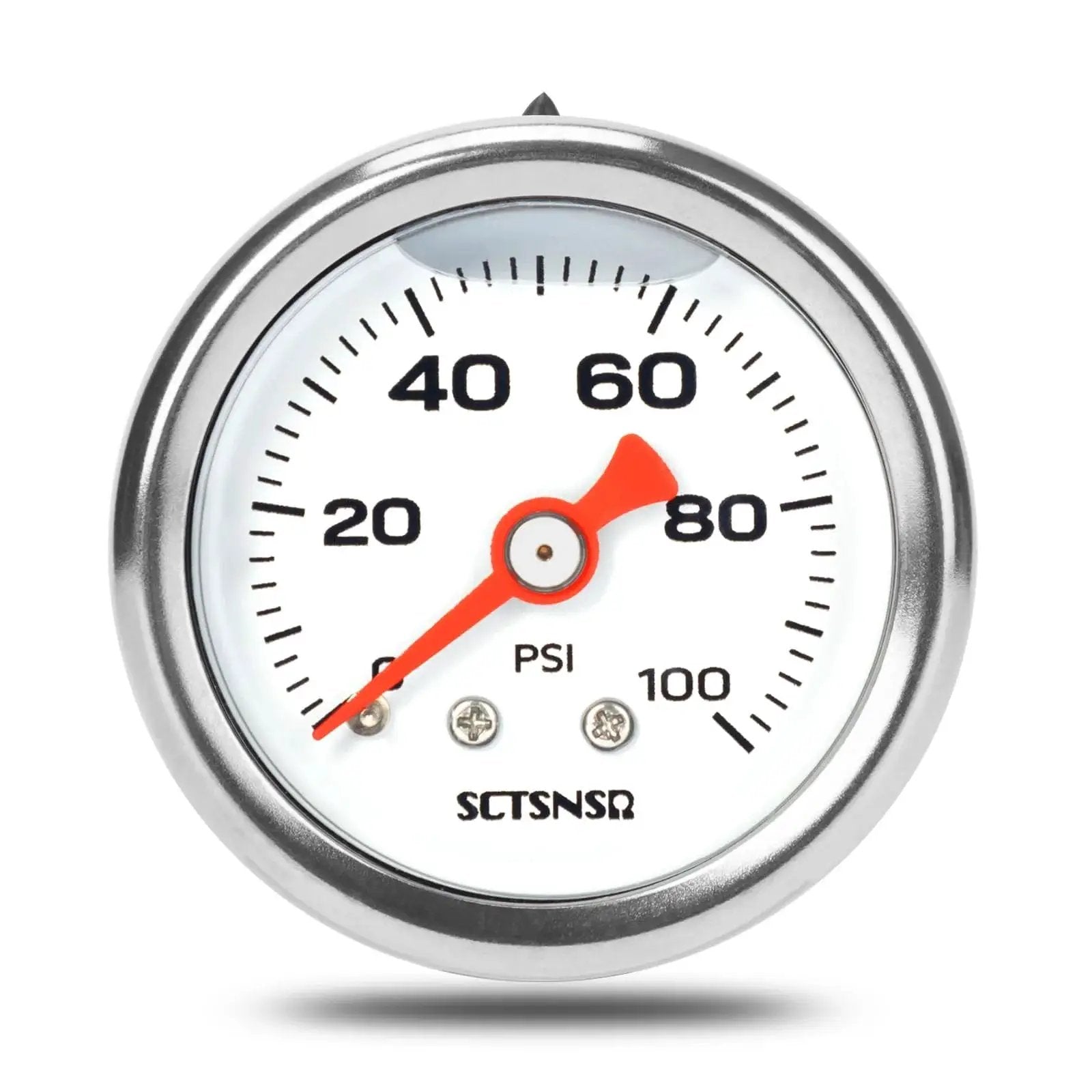 Inline Low Pressure Fuel Gauge For Oil Water And Air With One And A Half Inch Dial Glycerin Filled Stainless Steel Case