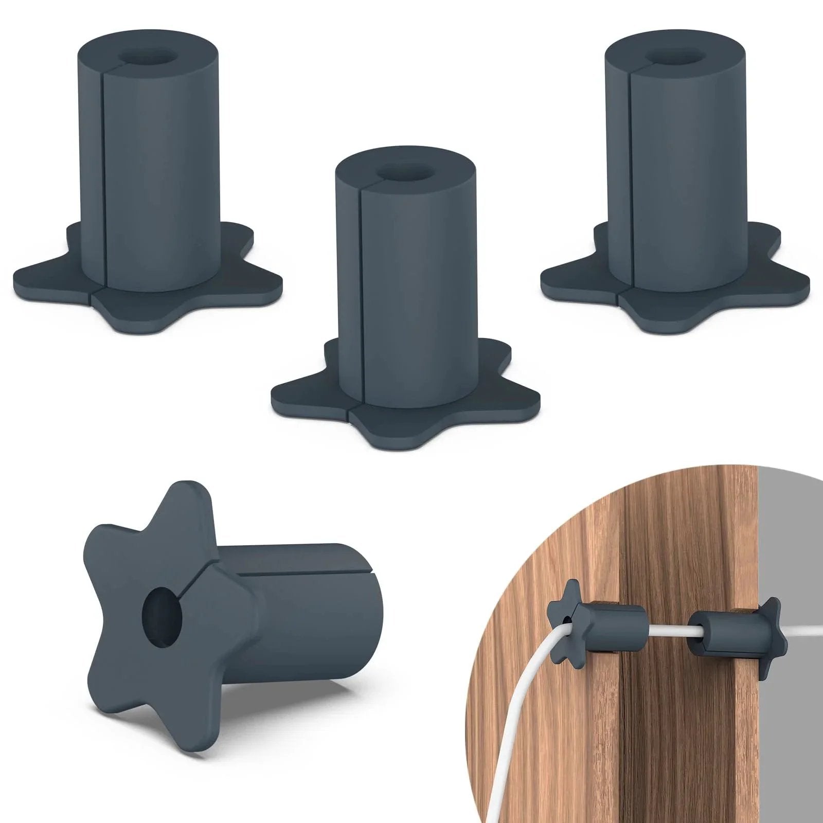 Four Pack Five Eighth Inch Wall Grommets For Starlink Mini Cable And Mounting Accessories To Organize And Protect Cables, Grey Finish