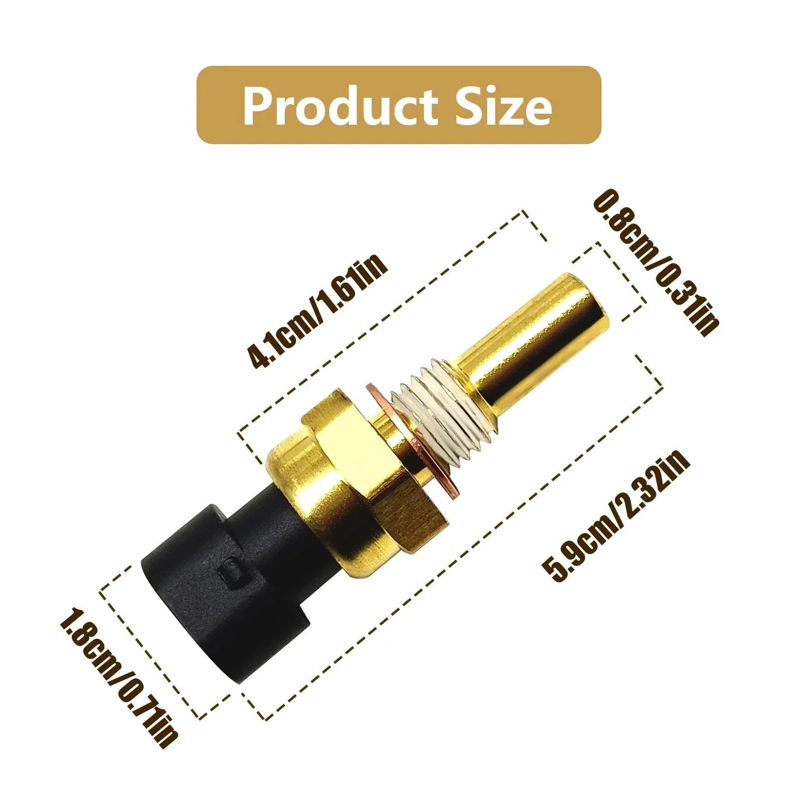 Plug And Play Engine Coolant Temperature Sensor For GM Trucks Silverado 1500 2500 3500 Sierra Tahoe Avalanche Direct Fit Replace 19236568 2134333 product size display