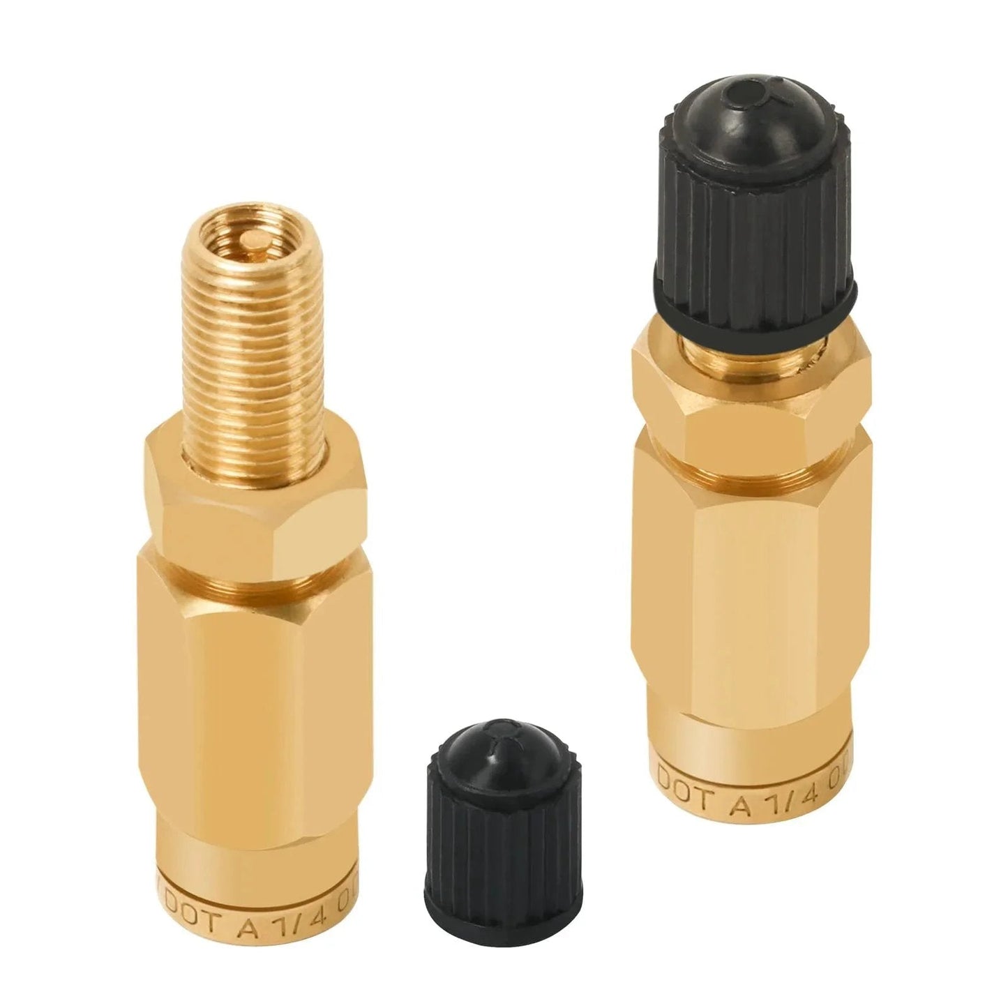 Pack of 2 Inflation Schrader Valve With Push To Connect For One Quarter Inch Air Line Tubing And Air Spring Suspension For Heavy Duty Semi Truck Trailer Tractor Cheemuii DOT Approved Brass CNC No Leak Up To Two Hundred PSI