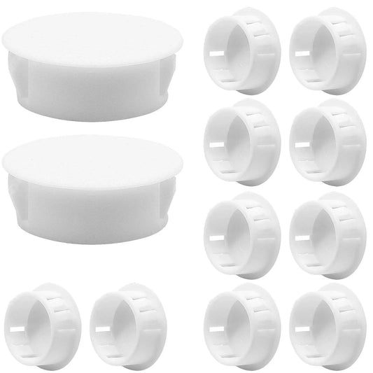 50 Pcs White Plastic Hole Plugs Set For Furniture And Panels Half Inch Round Flush Mount Snap In Hole Plugs Fits 13mm Holes Ideal For Tables Chairs And Cabinets Clean Finish And Easy Coverage
