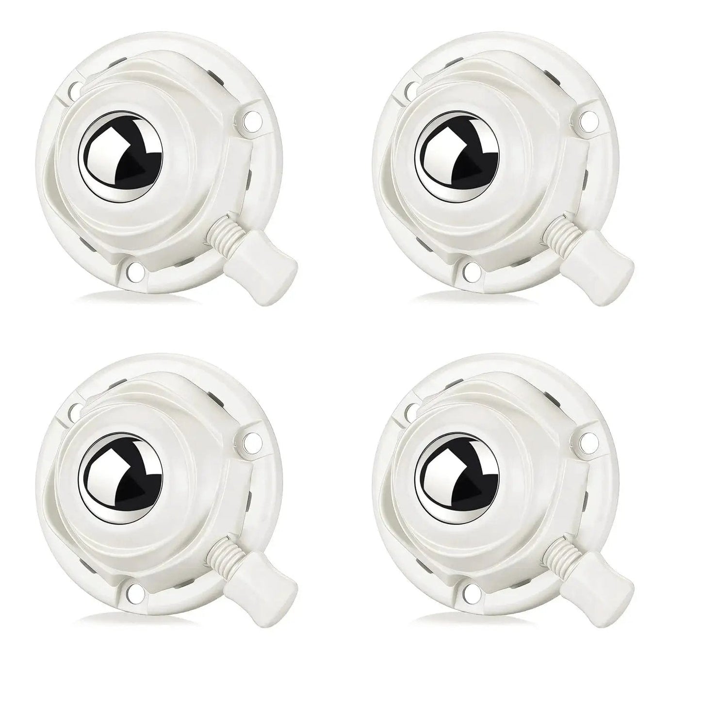 Self Adhesive 1 Inch Mini Swivel Caster Wheels 4 Pack for Furniture and Appliances, low profile, close-up view