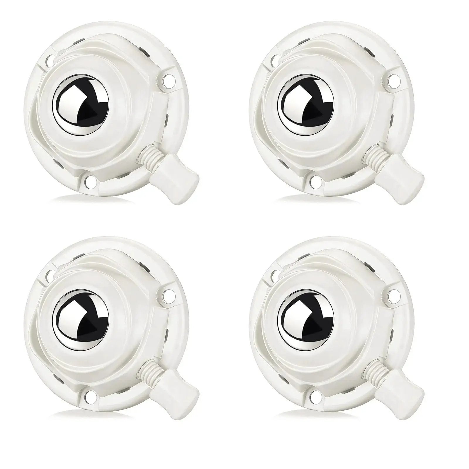 Self Adhesive 1 Inch Mini Swivel Caster Wheels 4 Pack for Furniture and Appliances, low profile, close-up view