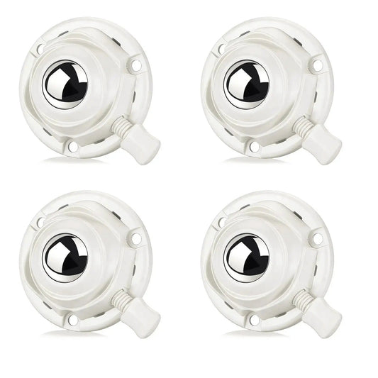Self Adhesive 1 Inch Mini Swivel Caster Wheels 4 Pack for Furniture and Appliances, low profile, close-up view