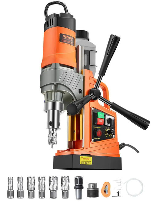 Heavy Duty Magnetic Drill Press With 1450W Motor, 0-800 RPM, 2 In Boring Capacity, Portable Electric Mag Drill, 2878 Lbf Beast Holding Power, Includes 6 Coring Bits, By VEVOR For Metalworking And Home Improvement Projects
