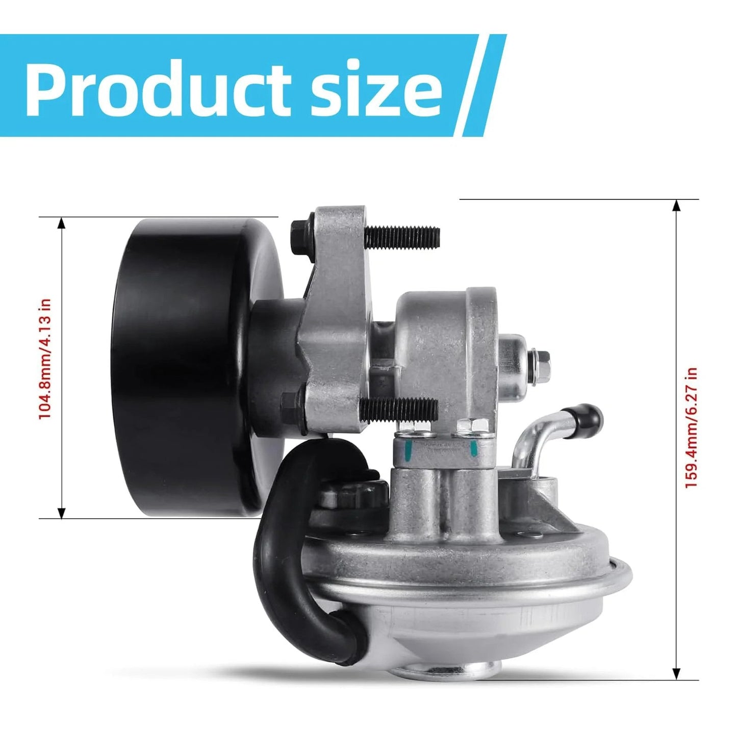 Vacuum Pump 904-805 F6TZ2A451AA Replacement for Ford E Series side view with dimensions