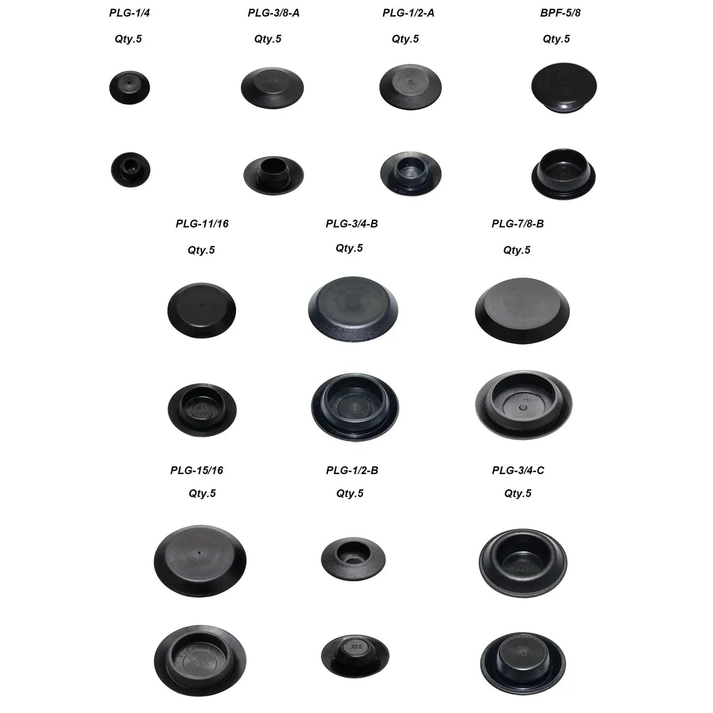 50 Pack Plastic Hole Plugs For Auto Body And Sheet Metal, Flush Mount And Button Cap Plugs, Fits Hole Sizes 1 Quarter To 15 Sixteenth Inches