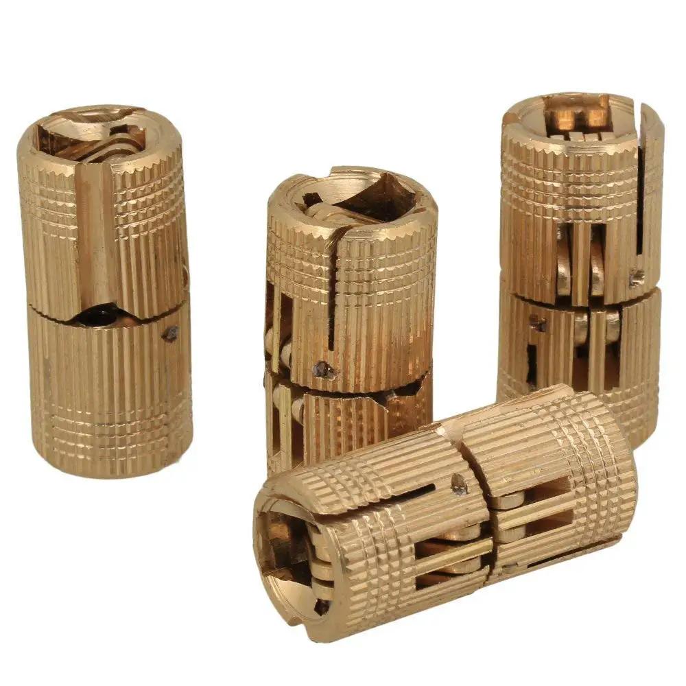 Copper Hidden Barrel Hinges 14mm Set, Concealed 4 Pack for Wooden Doors and Cabinet Doors