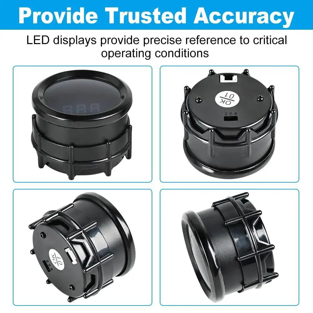 2 Inch Oil Pressure Gauge 0 to 150 PSI DC 12V Gauge Kit for car, truck, marine vehicle with black casing and LED display by WATERWICH