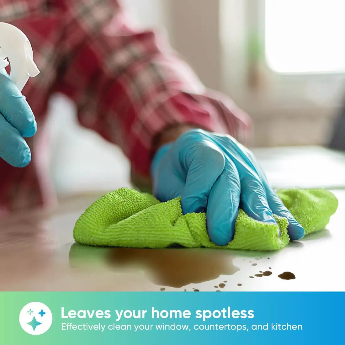 Person cleaning a surface with an Ultra Absorbent Microfiber Cleaning Cloth, 100 Pack For Cars, Home, Kitchen And Shop, Scratch Free, Lint Free Rags, Multicolor 11.5 By 11.5 Inches By HOMEXCEL.