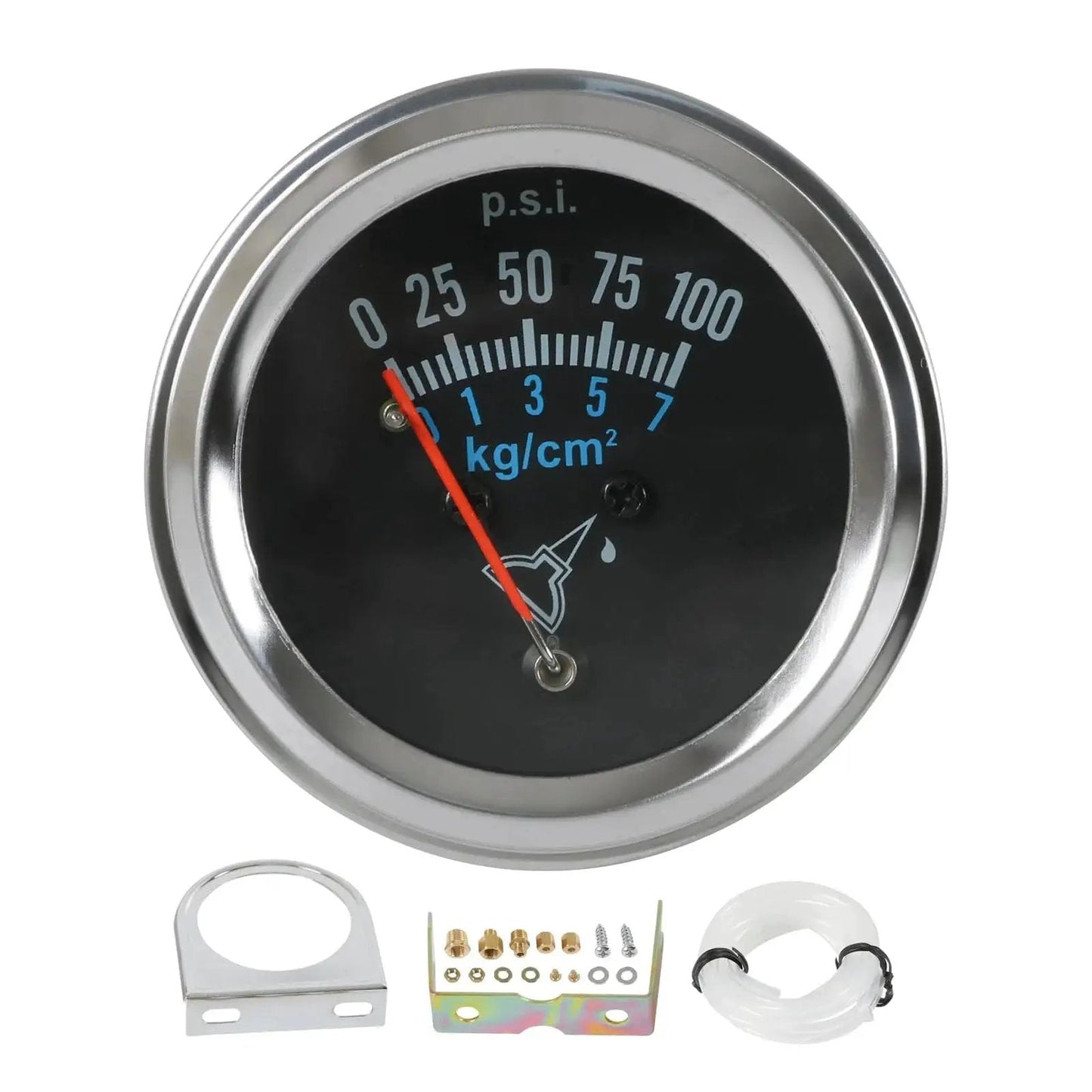 Oil Pressure Gauge Kit 0-100 PSI For All 12V Cars Universal Fit 2 Inch Dial 52mm Chrome Black With Night Light Illumination Durable ABS Housing