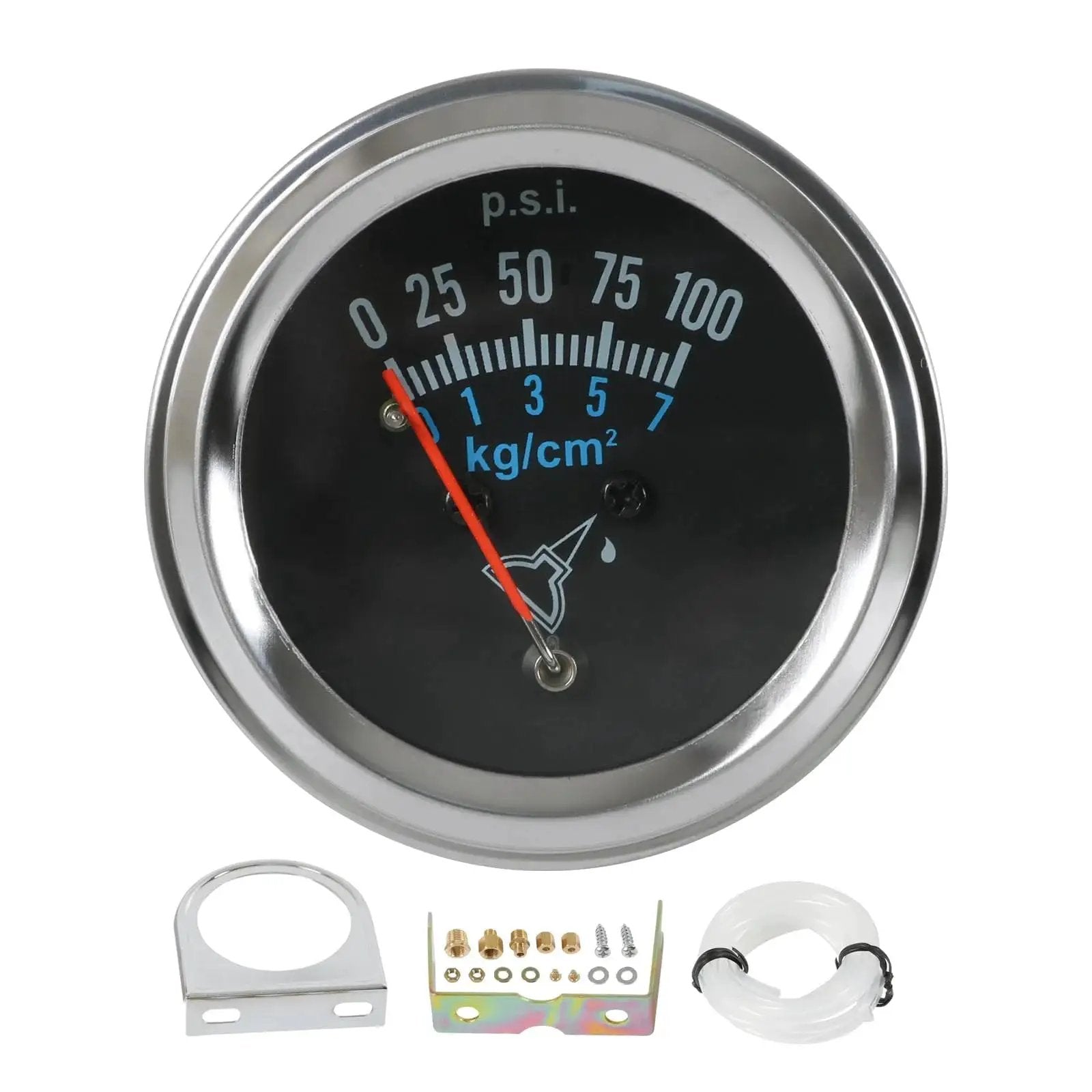 Oil Pressure Gauge Kit 0-100 PSI For All 12V Cars Universal Fit 2 Inch Dial 52mm Chrome Black With Night Light Illumination Durable ABS Housing