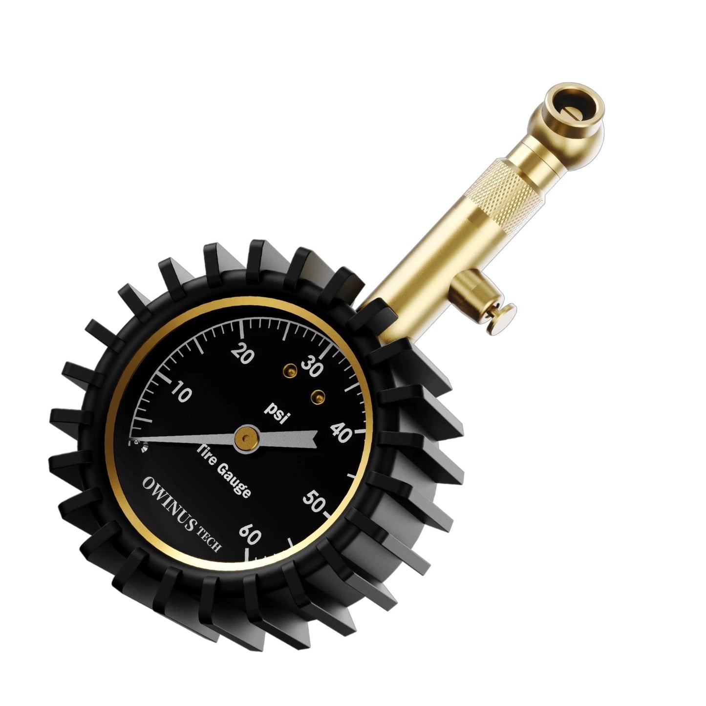 Glowing Dial Tire Pressure Gauge for Cars 60 PSI with Illuminescent 2 Inch Dial and ANSI B40.1 Grade B Accuracy Lightweight 160g Rubber Tire Shaped Exterior 4.92 Inch Length Perfect Gift for Car Enthusiasts and Gearheads